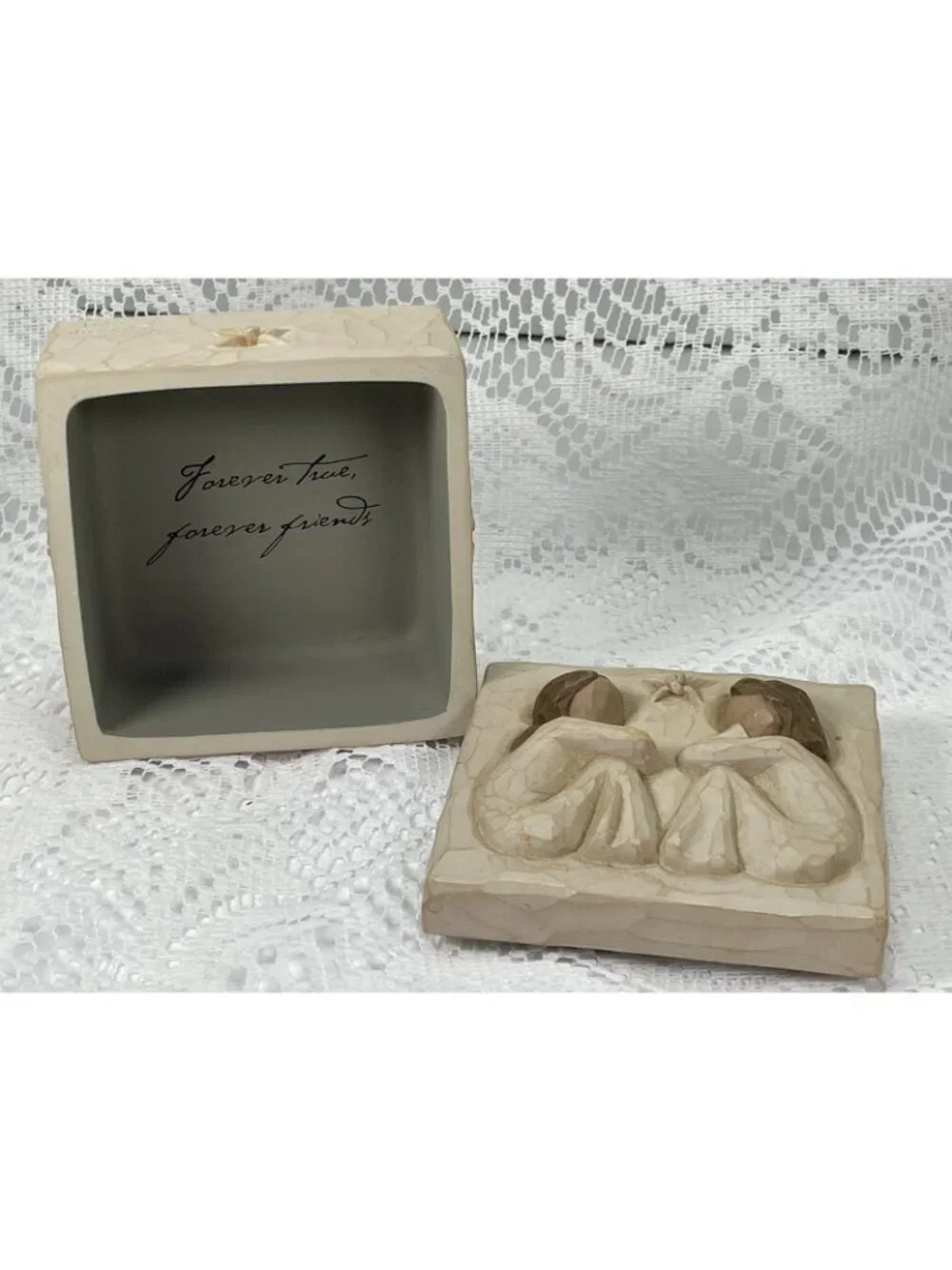 VTG 2003 Resin DEMDACO Willow Tree Susan LORDI Friendship Sculpted Keepsake Box